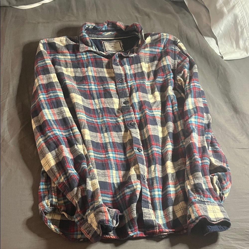Denim and Flower Navy and Red Plaid Casual Shirt size Large